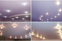 L'emplacement des luminaires sur le plafond tendu 11 photos