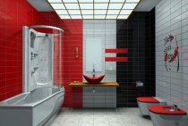 salle de bain rouge