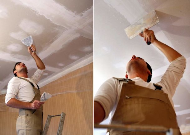 Plafond en plaques de plâtre mastic pour la peinture