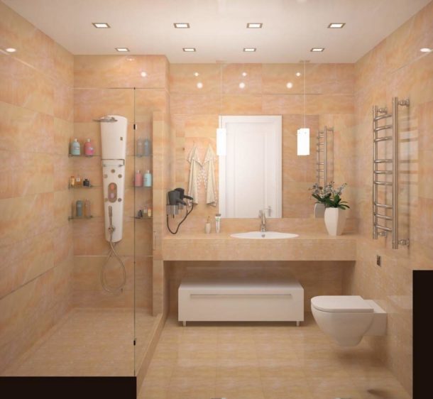 Salle de bain avec douche sur mesure